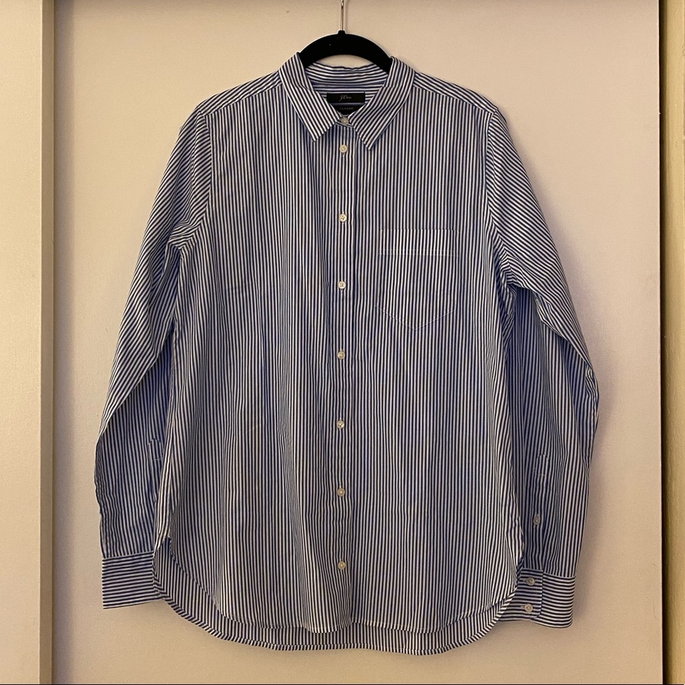 J.Crew Stripe Classic-Fit Boy Shirt in Banker Blue
